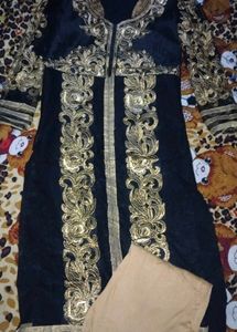 Black Long Net Silk Work Kurti