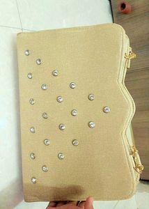 Beige Rhinestone Handbag