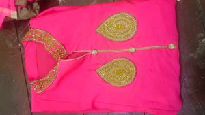 Graceful Pink and Gold Embroidered Ethnic Gown