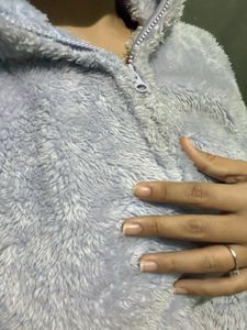 Fuzzy Blue Zip-Up Hoodie