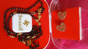 Gold-toned Indian Necklace &amp; Black Chain