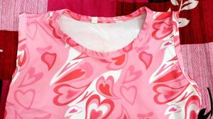 Pink Heart Print Tank Top