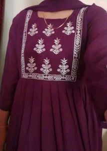 Elegant Purple Gown with Dupatta