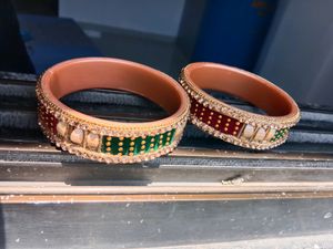 Red And Green Combination Bangles