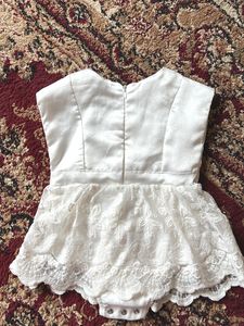 Redtag Baby Frock | White Lace Satin Party Frock