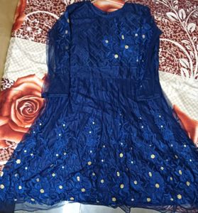 Elegant Blue Embroidered Dress