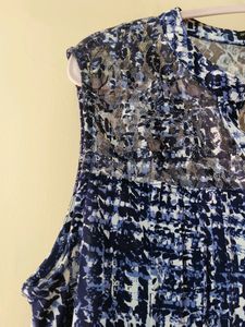 Sleeveless Top Women’s PS Blue &amp; White with Lace