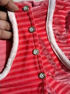 Striped Orangish Velvet Top