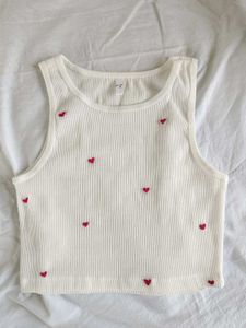 Heart Embroidered Tank Top