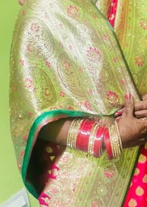Gorgeous Green & Pink Banarasi Silk Saree