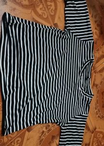 Striped Cropped Tee And Dungree Frock