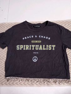 Peace&amp;chaos Crop T-shirt Jewel