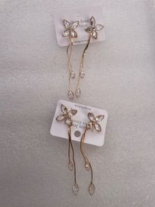 Floral Zircon Drop Earrings - 1 Jodhi