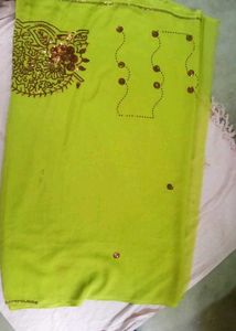 Lime Green Sequin Saree