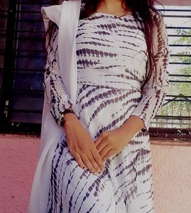 Black &amp; White Anarkali Suit