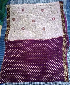 Double Color Saree Heavy Work With Sequence