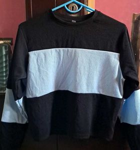 Black And Light Blue Block Top