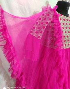 Hot pink Heavy Top With Net bottom And Garara