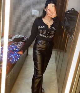 Regular Fit Black Leather Pants🖤