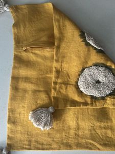 45x45 Mustard Designer Cushion Cover With Tassels