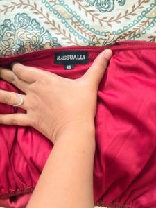 Chic Red Ruched Crop Top