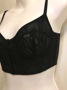 Black Sexy Lace Detail Corset Bra