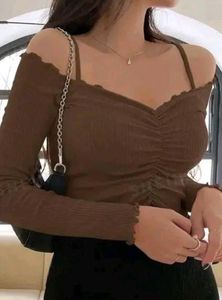 Burgundy Ruched Long Sleeve Top