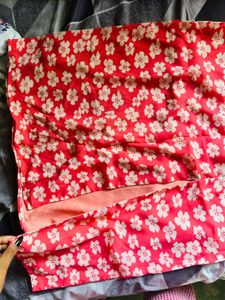 Floral Print Slit Skirt