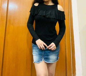 Beautiful Cold Shoulder Ruffle Top