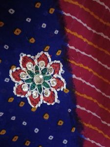 Bandhej Saree - Pink &amp; Blue