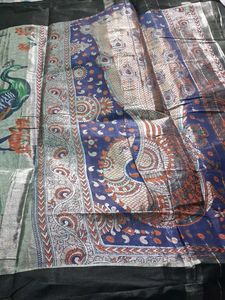 Beautiful Silver Jary and Blak Colour Saree