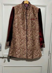 Maroon Velvet Sleeve Sherwani