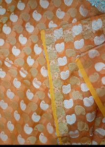 Fancy Orange Lace Saree