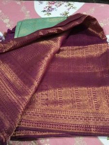 Silk Blend Saree - Green &amp; Maroon