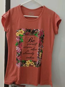 Peach Printed T-shirt