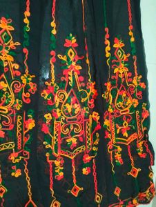 Black Anarkali Kurti With Multi Colour Embroidery