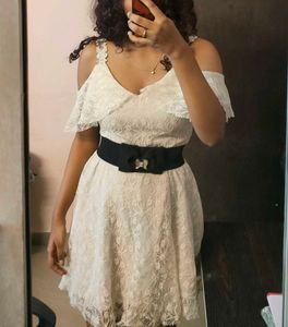 Lace Cold Shoulder Mini Dress