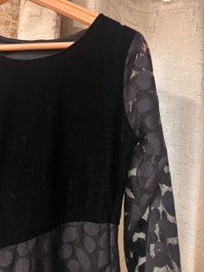 Elegant Black Velvet &amp; Lace Dress, Bust-32