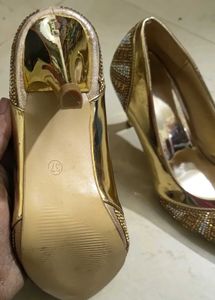 Gold Rhinestone Heels - Size UK 4