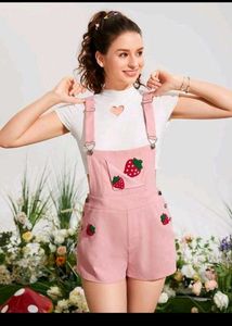 Cute Strawberry Courdoy Playsuit