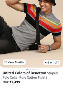 Benetton Striped Polo T Shirt - Size M