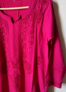 Rose Pink Chikankari Kurti 🌹