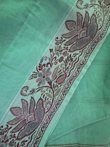 Sea Green Cotton Saree with Contrast Border