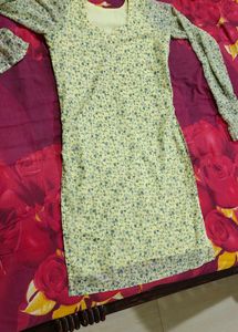 Floral Butter Yellow Kurti
