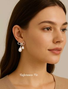 Elegant White Pearl Bow Drop Earrings🤍
