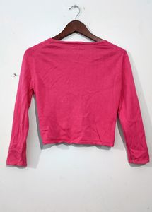 Pink Long Sleeve  Crop Top