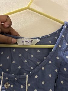 Feeding Kurthi Blue Polka Dot Dress