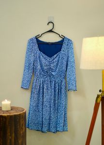 Blue Printed Mini Dress