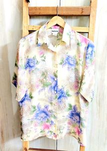 Floral Print Off White Shirt Size-38-40
