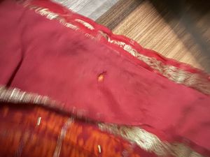 Orange &amp; Red Animal Print Saree